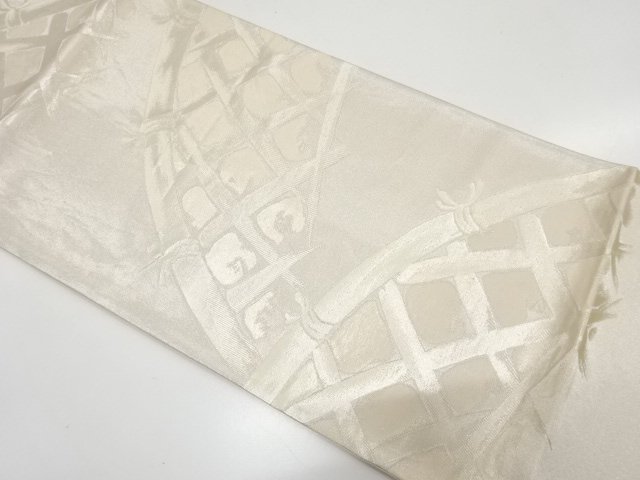 JAPANESE KIMONO / ANTIQUE KōETSU-GAKI PATTERN WOVEN FUKURO OBI (WEARAB